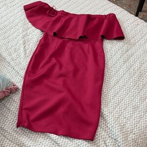 ASOS Off-Shoulder Ruffle Midi Dress